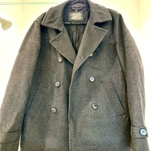 J Hilburn Charcoal double breasted wool peacoat.  Size Large